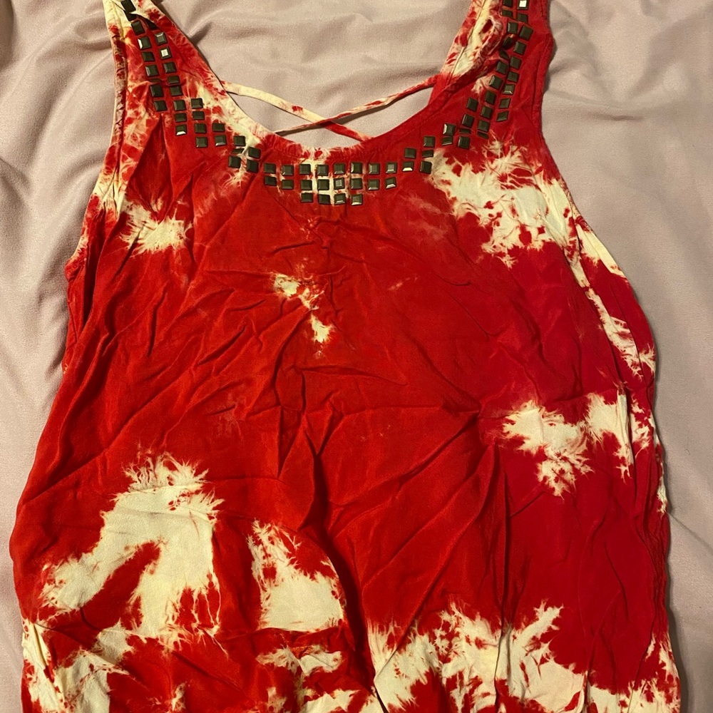 Red tie dye cami